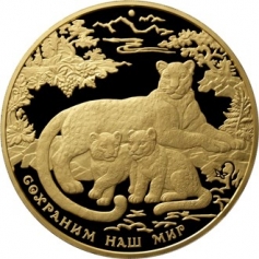 Золотая монета "Переднеазиатский леопард" 10000 рублей 2011 год, 1 кг