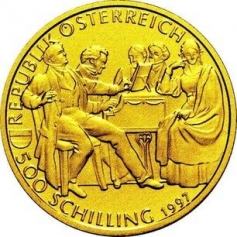 500 шиллингов 1997 года "Франц Шуберт", 8 гр.