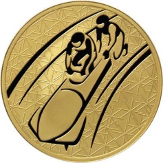 Золотая монета 200 рублей "Бобслей", 31,1г., 2010 год