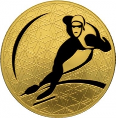 Золотая монета "Конькобежный спорт", 200 рублей, 2009 год