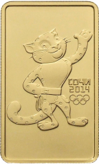Золотая монета (Леопард, Мишка, Зайка) Сочи, ММД, 100 рублей (1/2 Oz)